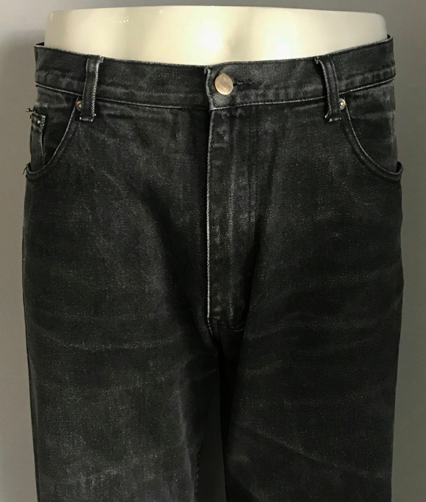 Mens ZANTOS Jeans Relaxed Fit Black Denim Smart Dressy Casual Size 34 W