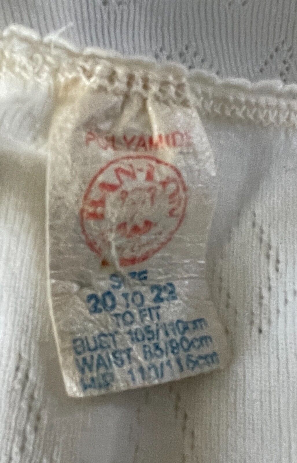 BAN-LON Thermal Singlet Vintage Off White Sleeveless Lace Trim Ladies Siz 10 NEW