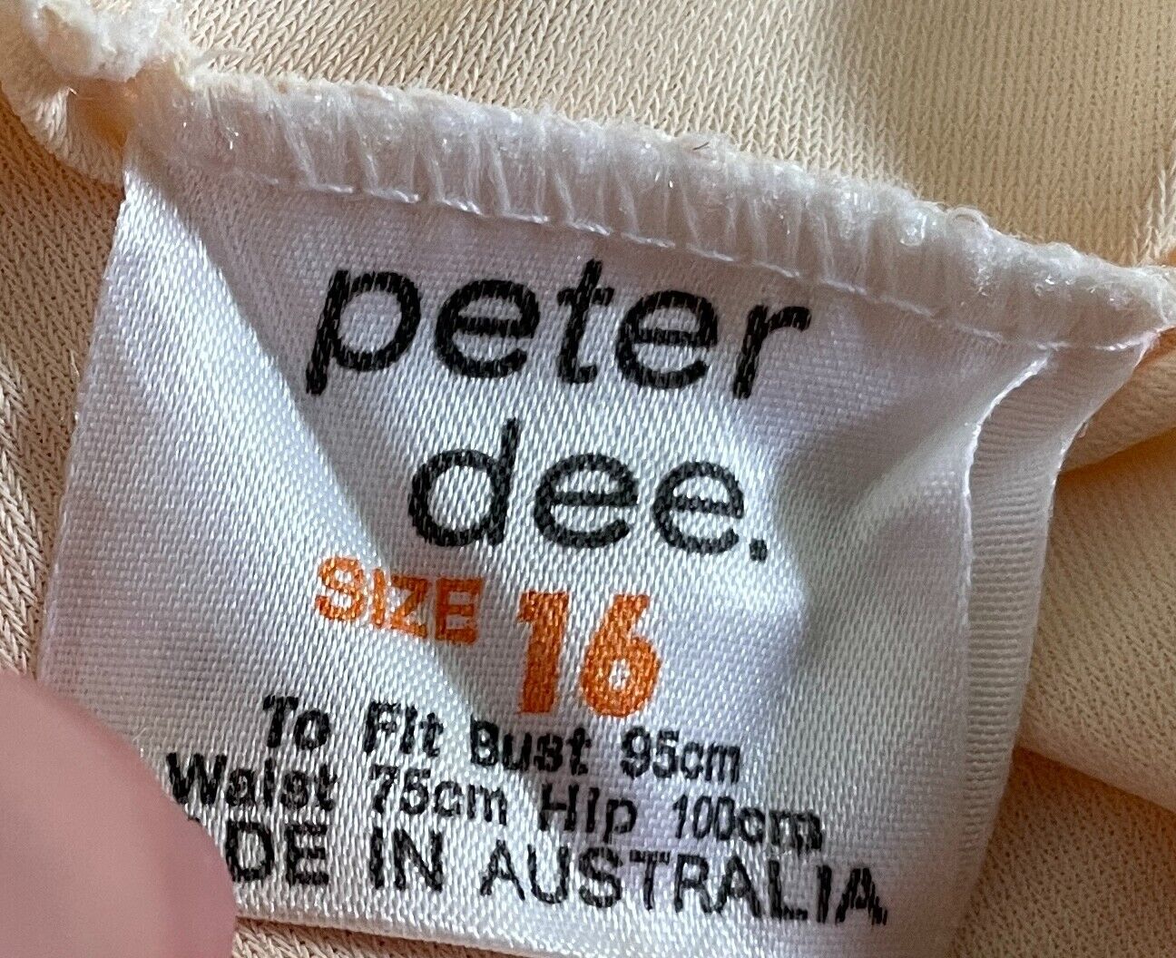 Vintage Petticoat PETER DEE Nylon Beige Fine Lace Trim Full Slip Ladies Size 16