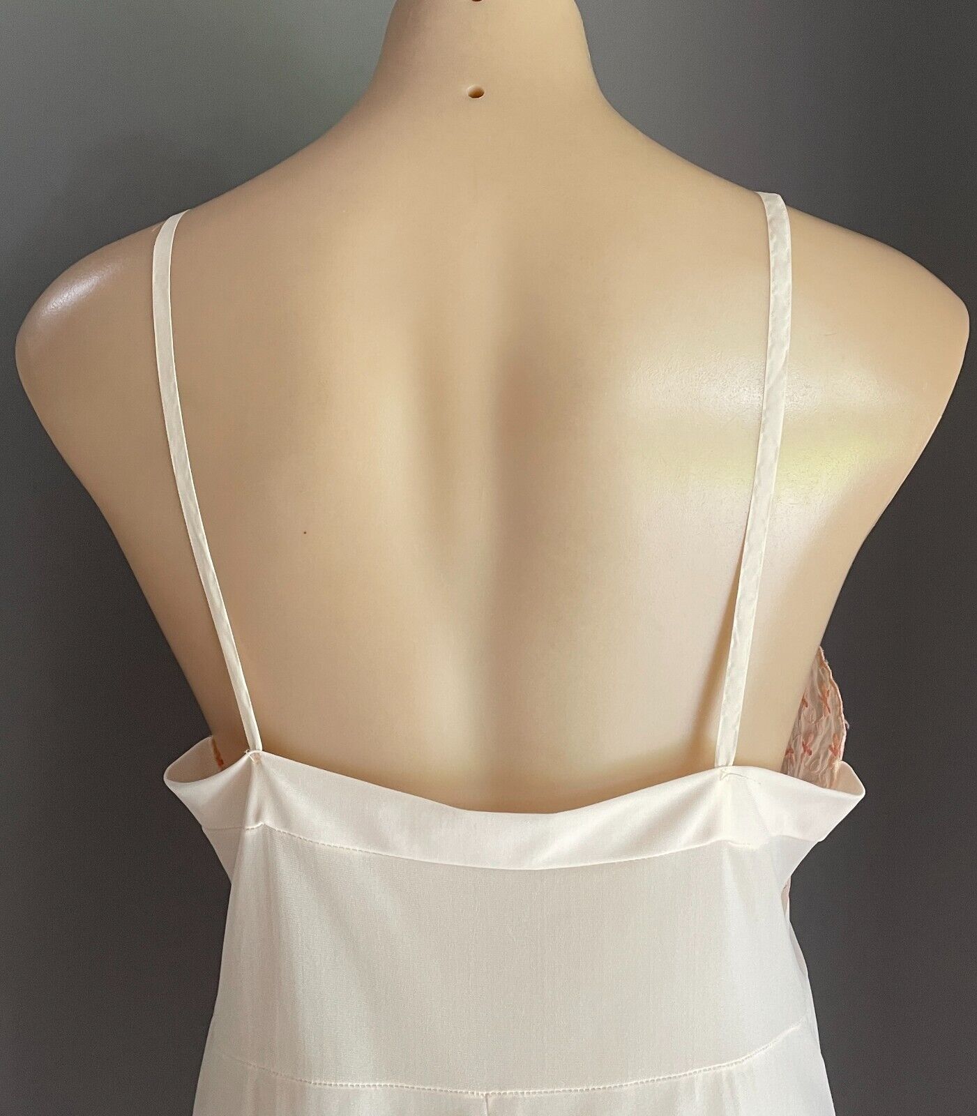 Vintage Petticoat Blush Pink Nylon Embroidered Neck and Hem Full Slip Size W 14