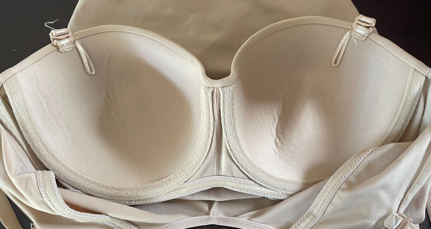 ShapeWear FULL SLIP Natural Tan Seamless Adjustable Removable Strap Torso Sz 12