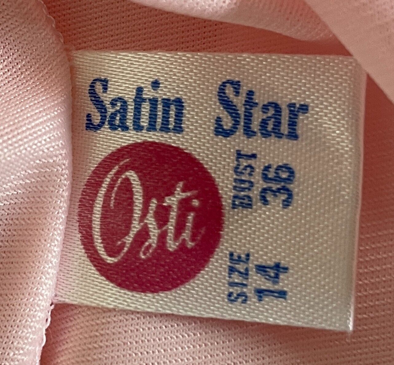 OSTI Petticoat Satin Star Pink Bri-Nylon Embroidered Full Slip Size 14 Vintage