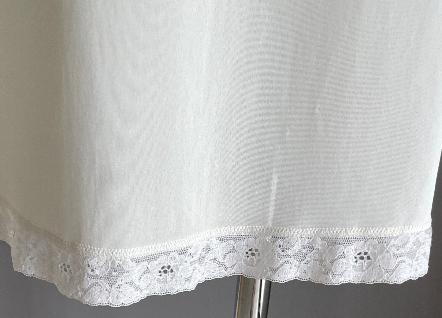 Vintage Nylon Petticoat White Full Slip Lace Trim Ladies Size 12