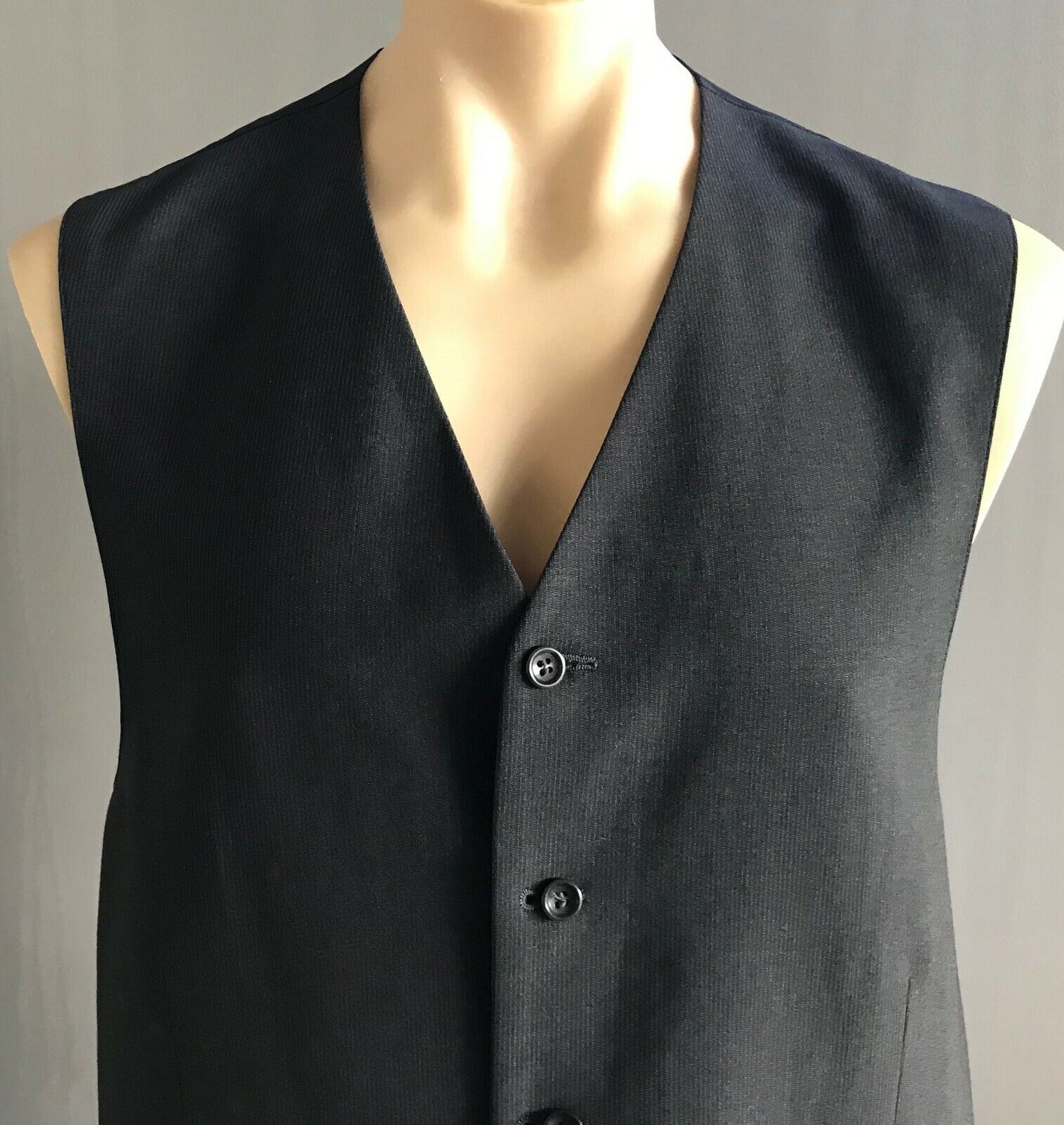 Mens Waistcoat TROJACO Vest Grey & White Pinstripe Size 44 111cm Chest Business