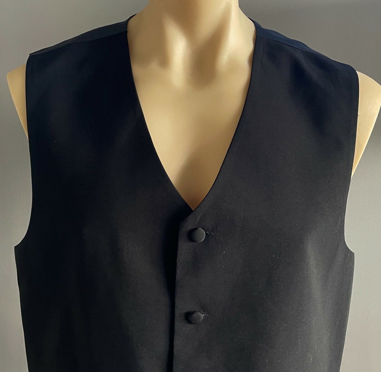 Mens Waistcoat 1980's ROGUE Vest Black Size L Chest 112cm Formal Hipster