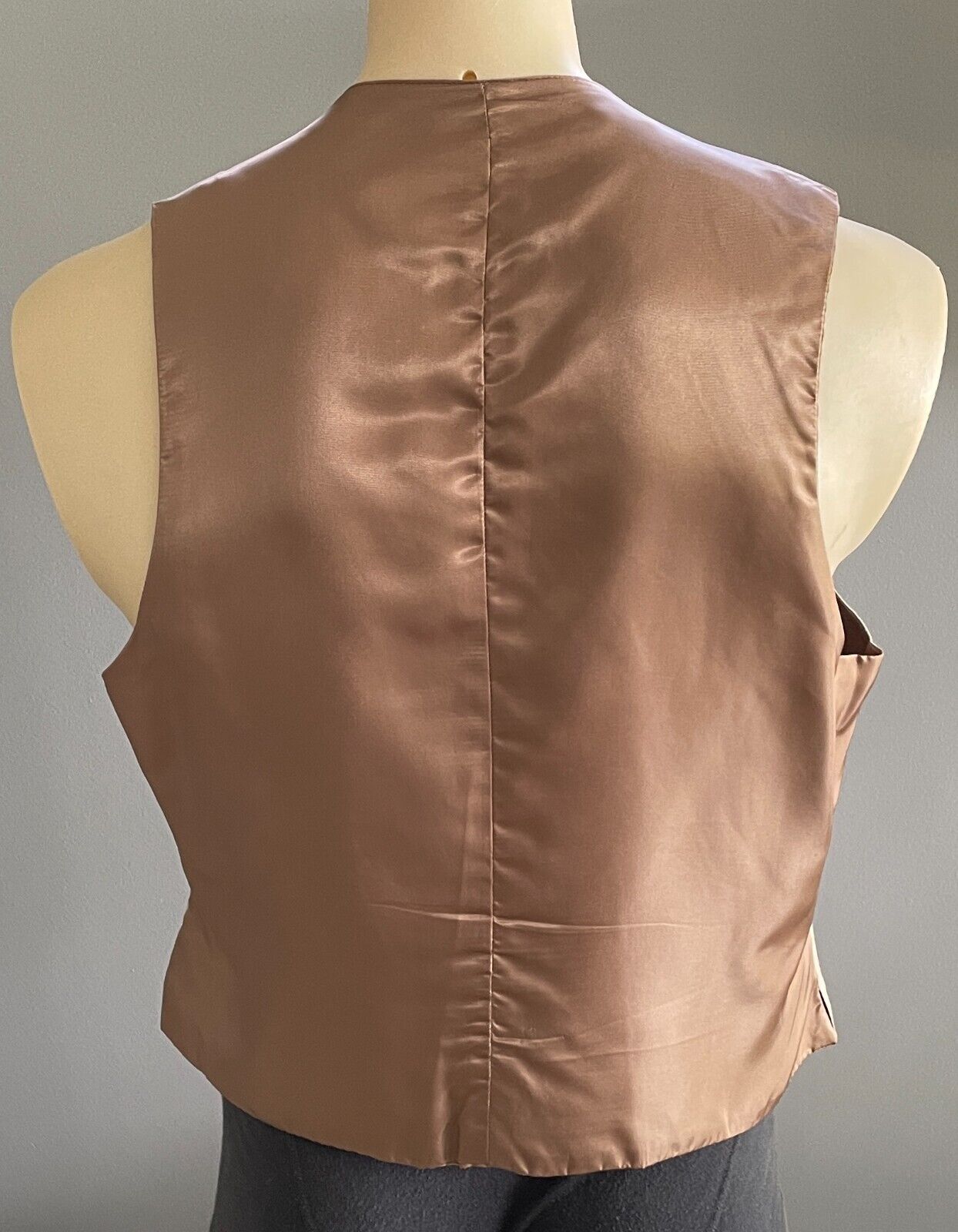 Mens Waistcoat TEMPO Brown Beige Reversible Button Front fit Chest 102cm Vintage