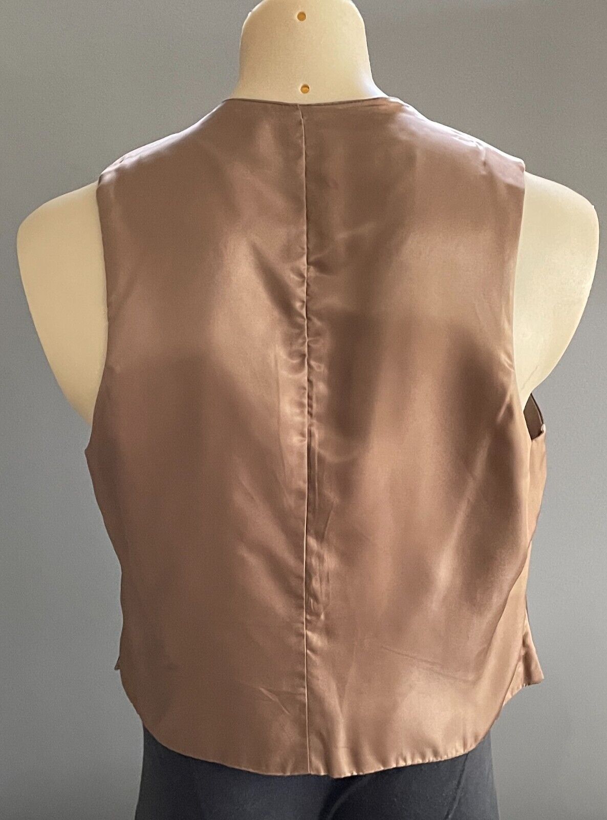 Mens Waistcoat TEMPO Brown Beige Reversible Button Front fit Chest 102cm Vintage