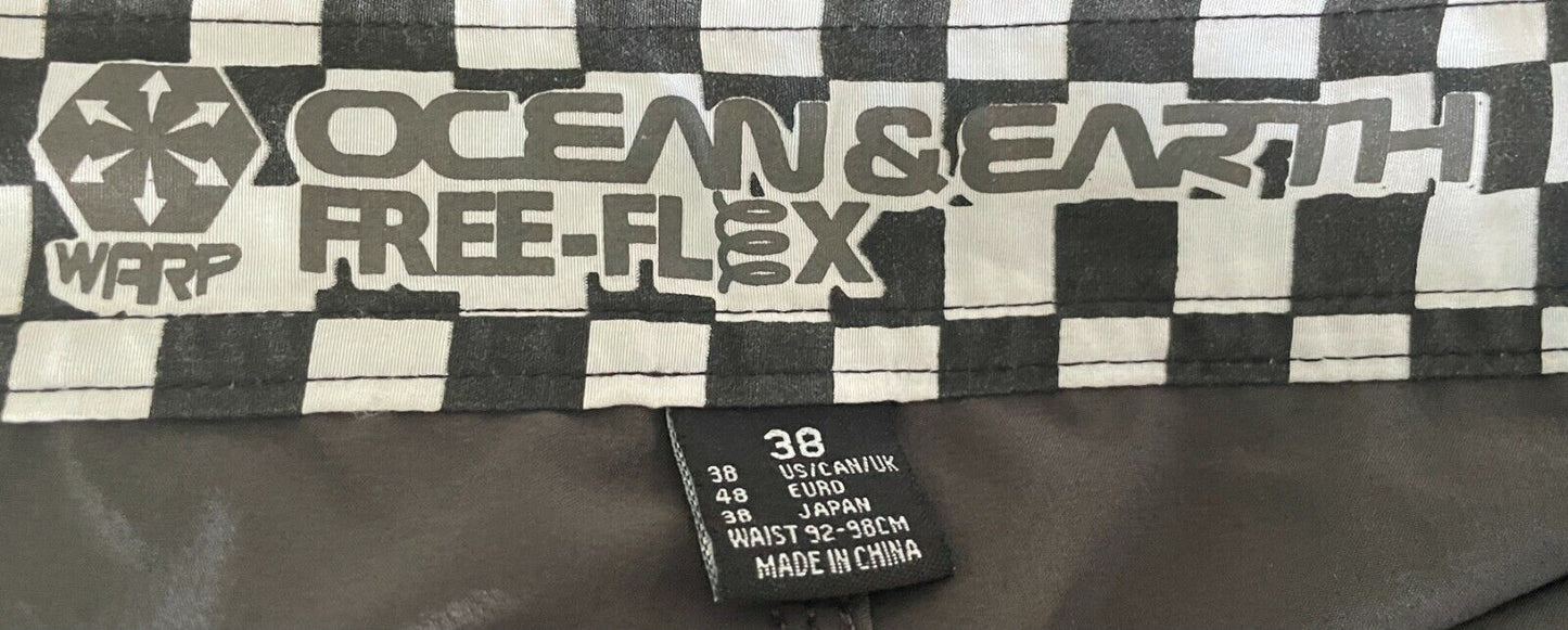 Mens BoardShorts OCEAN & EARTH WARP Grey Black Trim "Free Flex" Long Size 38 NEW