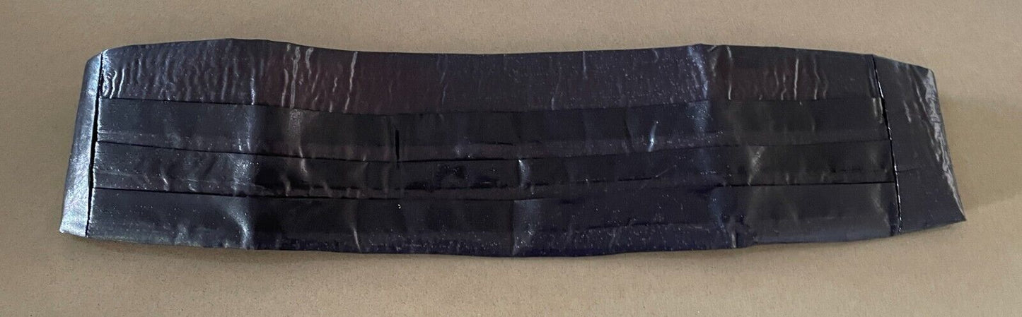 LIDO Cummerbund Black Shiny Adjustable Formal Waist Band Vintage Mens NEW