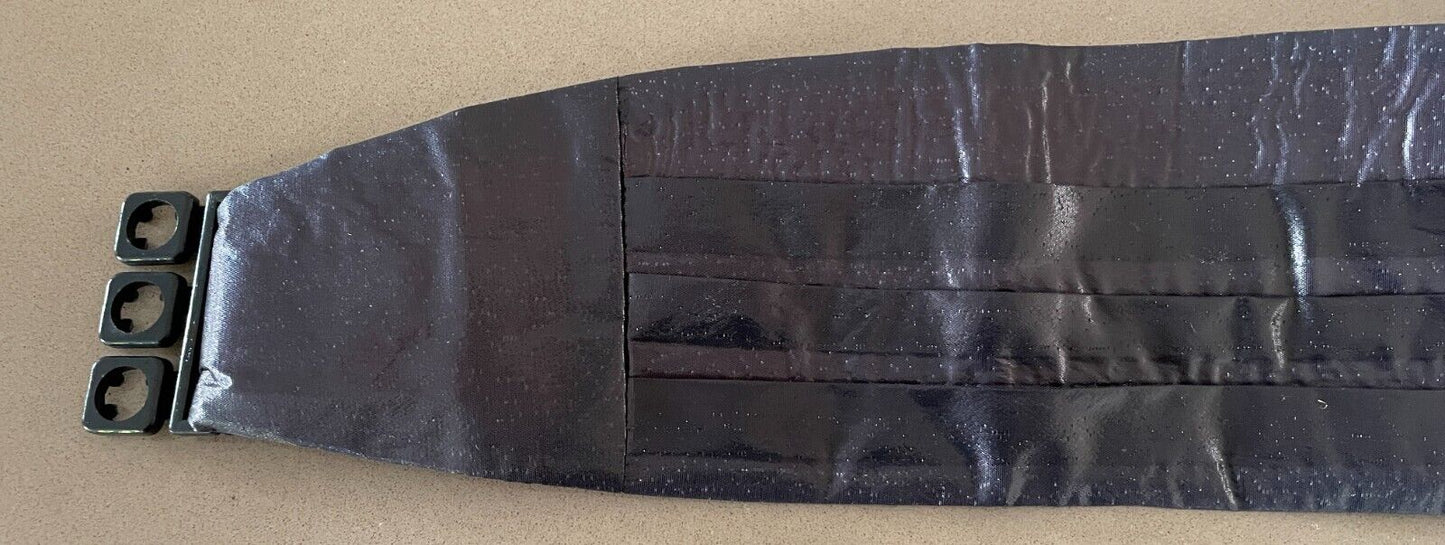 LIDO Cummerbund Black Shiny Adjustable Formal Waist Band Vintage Mens NEW