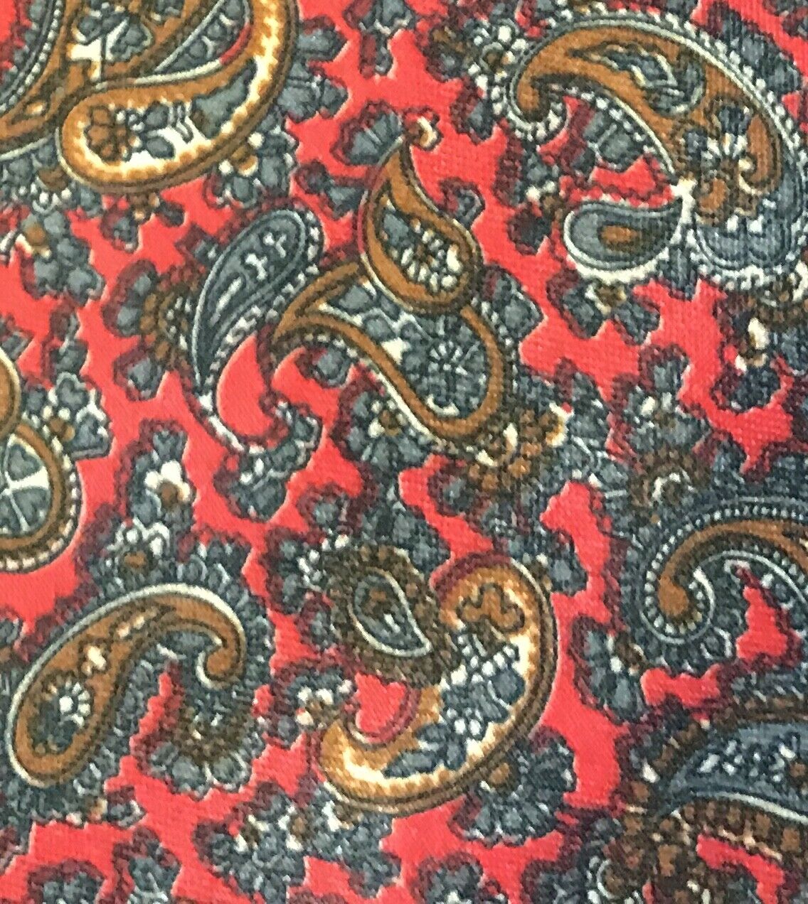 Mens Satin Tie ITALIAN Red Grey & Gold Paisley Print NeckTie New in Pack
