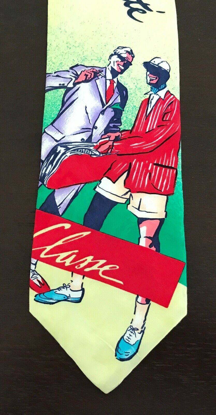 Mens Silk Tie ENRICO NITTI "Bravo" Yellow Green MultiColour Tennis Italy NeckTie