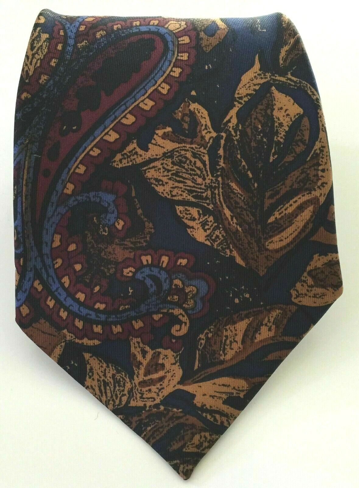 Vintage Mens HARDY AMIES Silk Tie Navy Brown & Burgundy Classic Forma Dressy