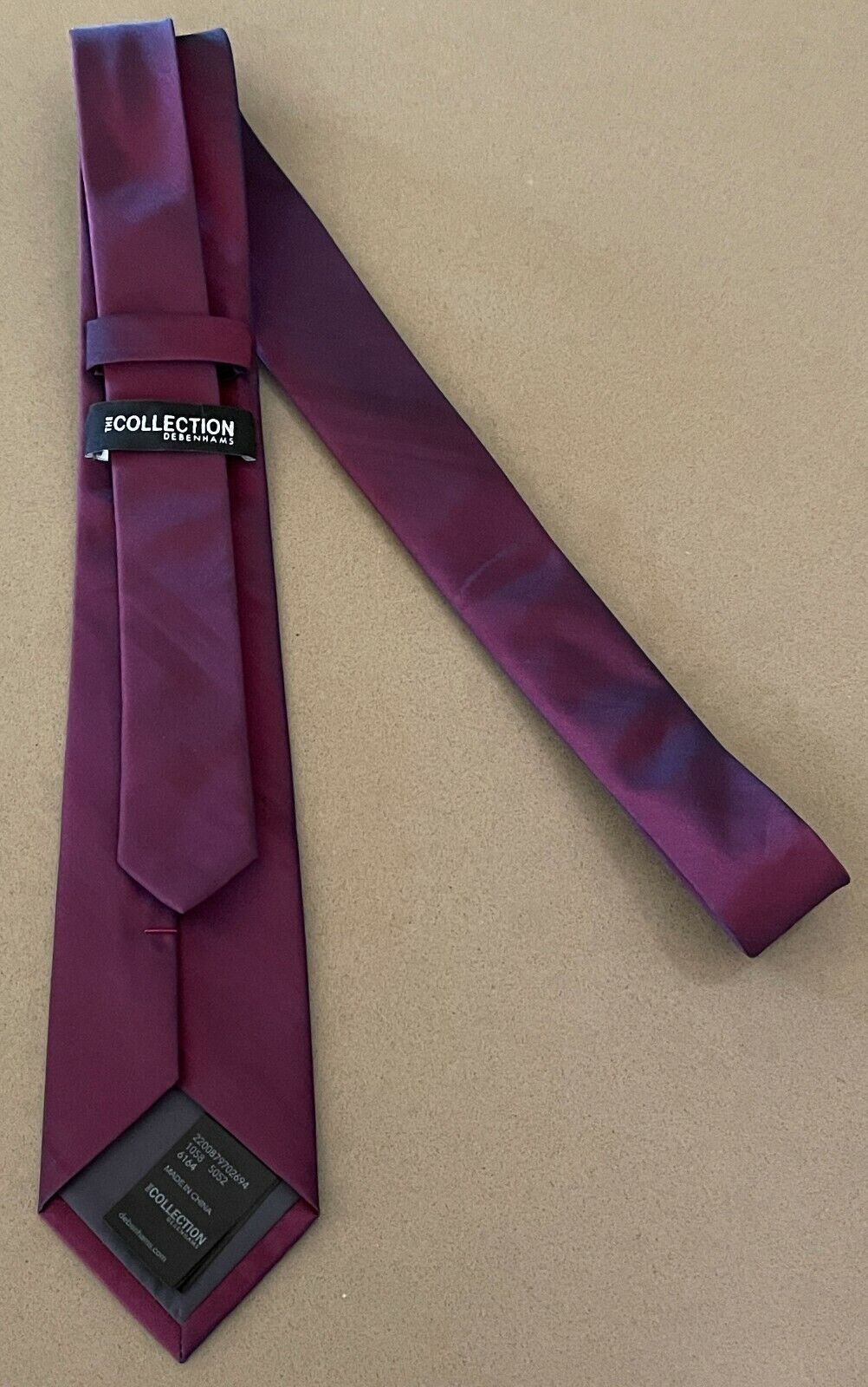 Mens Tie THE COLLECTION DEBENHAMS Iridescent Burgundy Thin NeckTie 7.5cm Wide