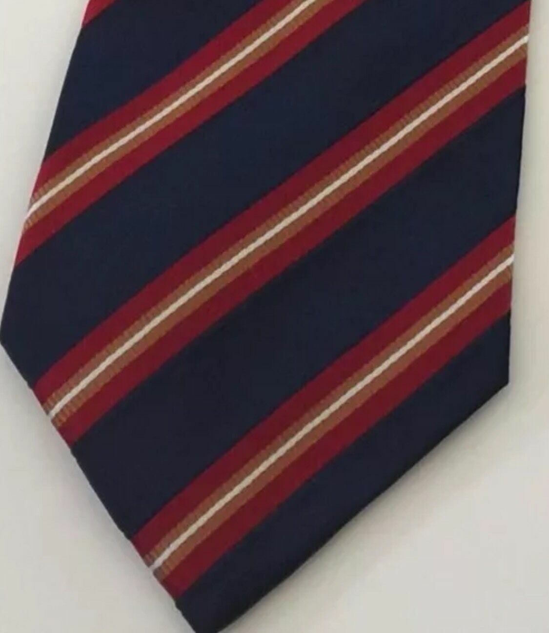 O.P.M Mens Silk Tie Navy Burgundy Stripe 10 cm NeckTie Retro NEW OPM USA