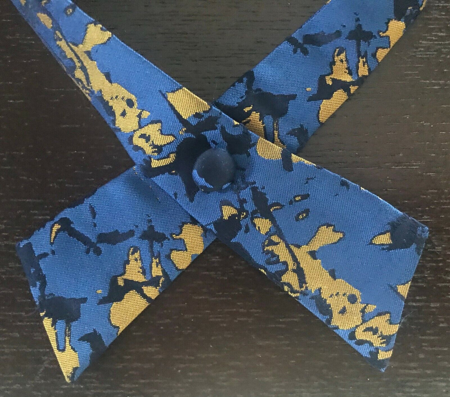 Mens BOW TIE Blue Black Gold Print Adjustable Cross Western NEW Unique