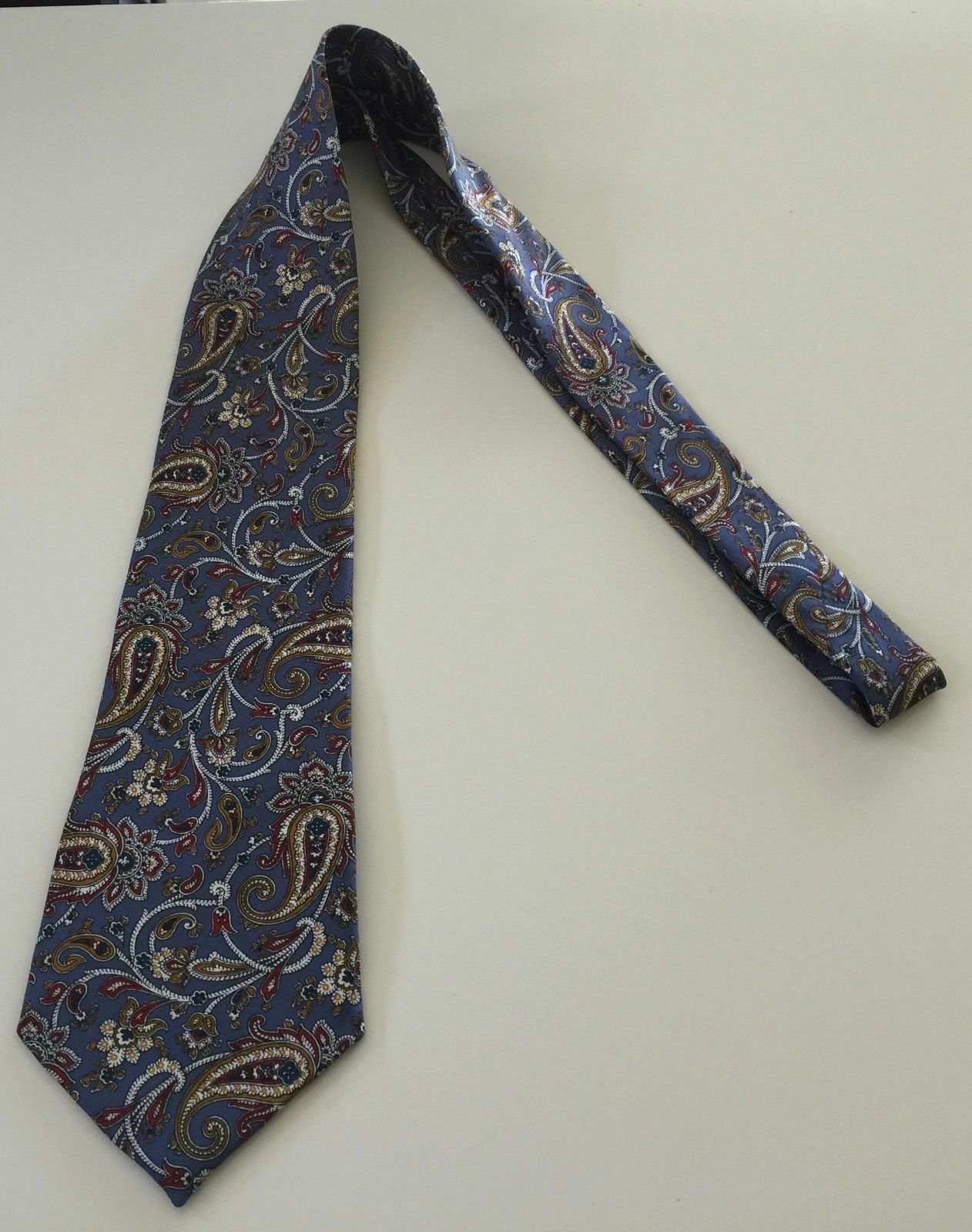 HARDY AMIES Silk NeckTie Retro Multi Coloured Paisley Jacquard Mens 9 cm Wide