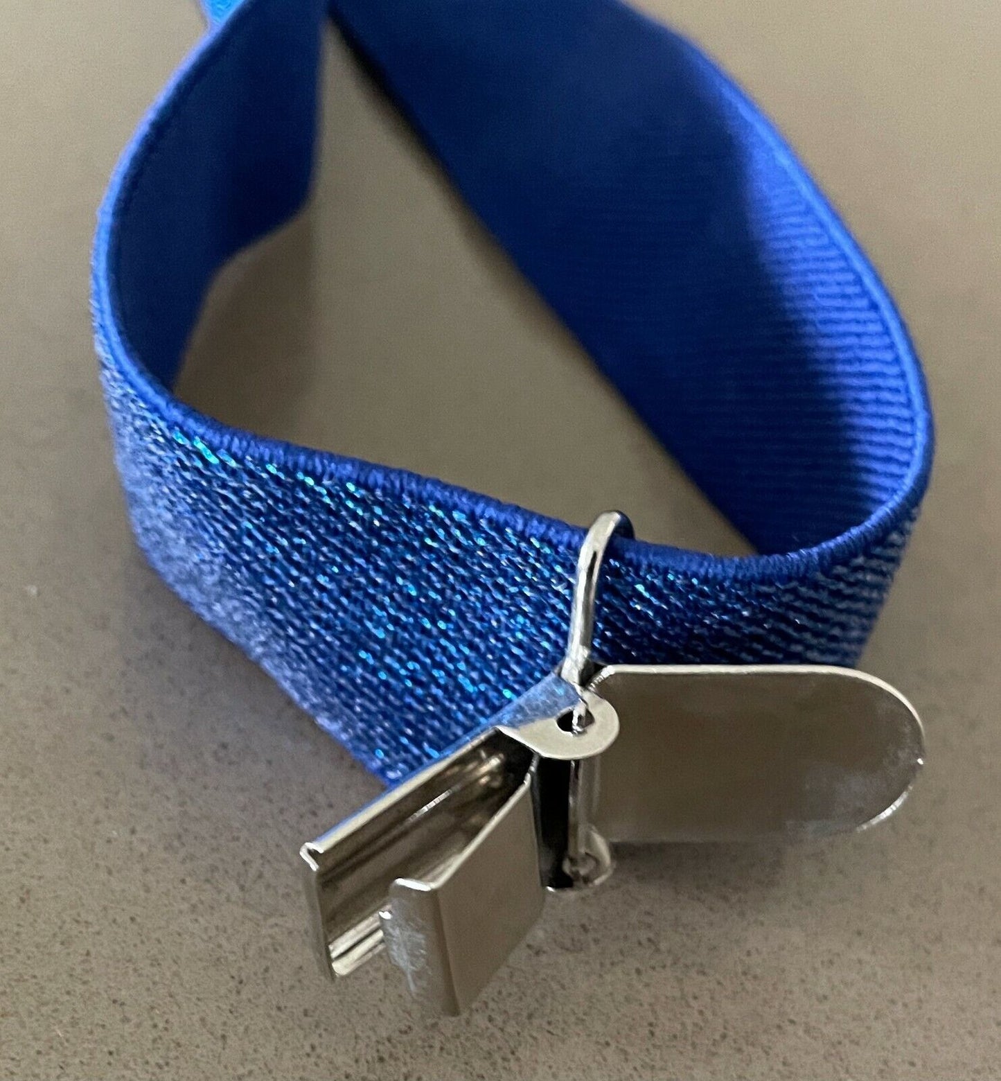 Unisex Braces Suspenders Blue Glitter Elasticised Adjustable 2.5cm Wide