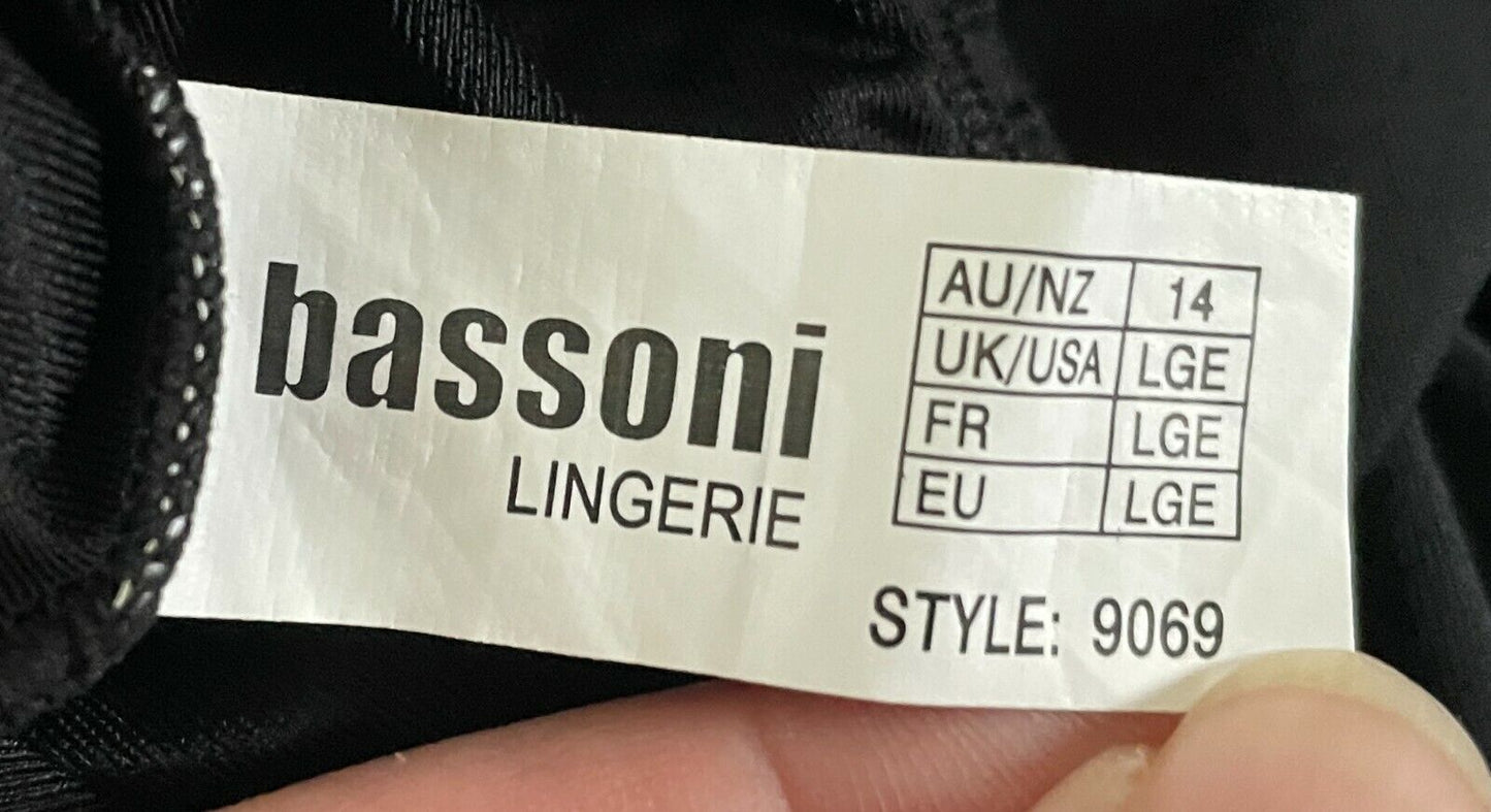 BASSONI LINGERIE Half Slip Petticoat Black Elastic Waist Ladies Size 14 9069 NEW