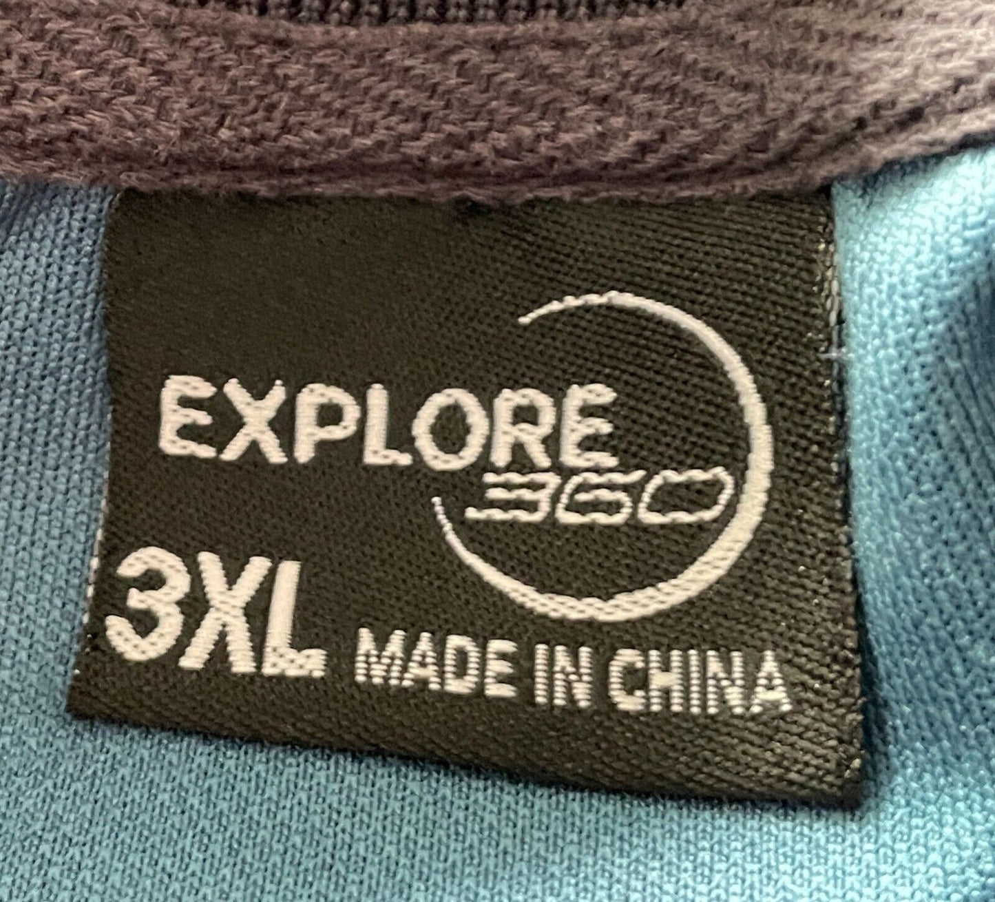 Polo Shirt EXPLORE 360 Long Sleeve Teal Blue Mens Size 3XL Navy White Fishing