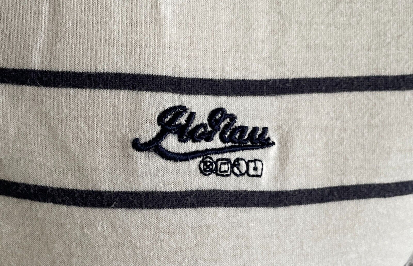 CONNOR Polo Shirt White Navy Stripe Short Sleeve Mens Size M Embroidered Logo