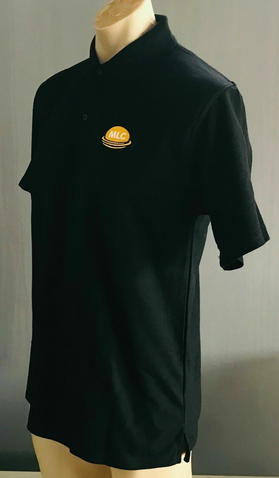 Polo Shirt MLC Logo Black Short Sleeve Mens M 108cm & L 116cm NEW Unisex
