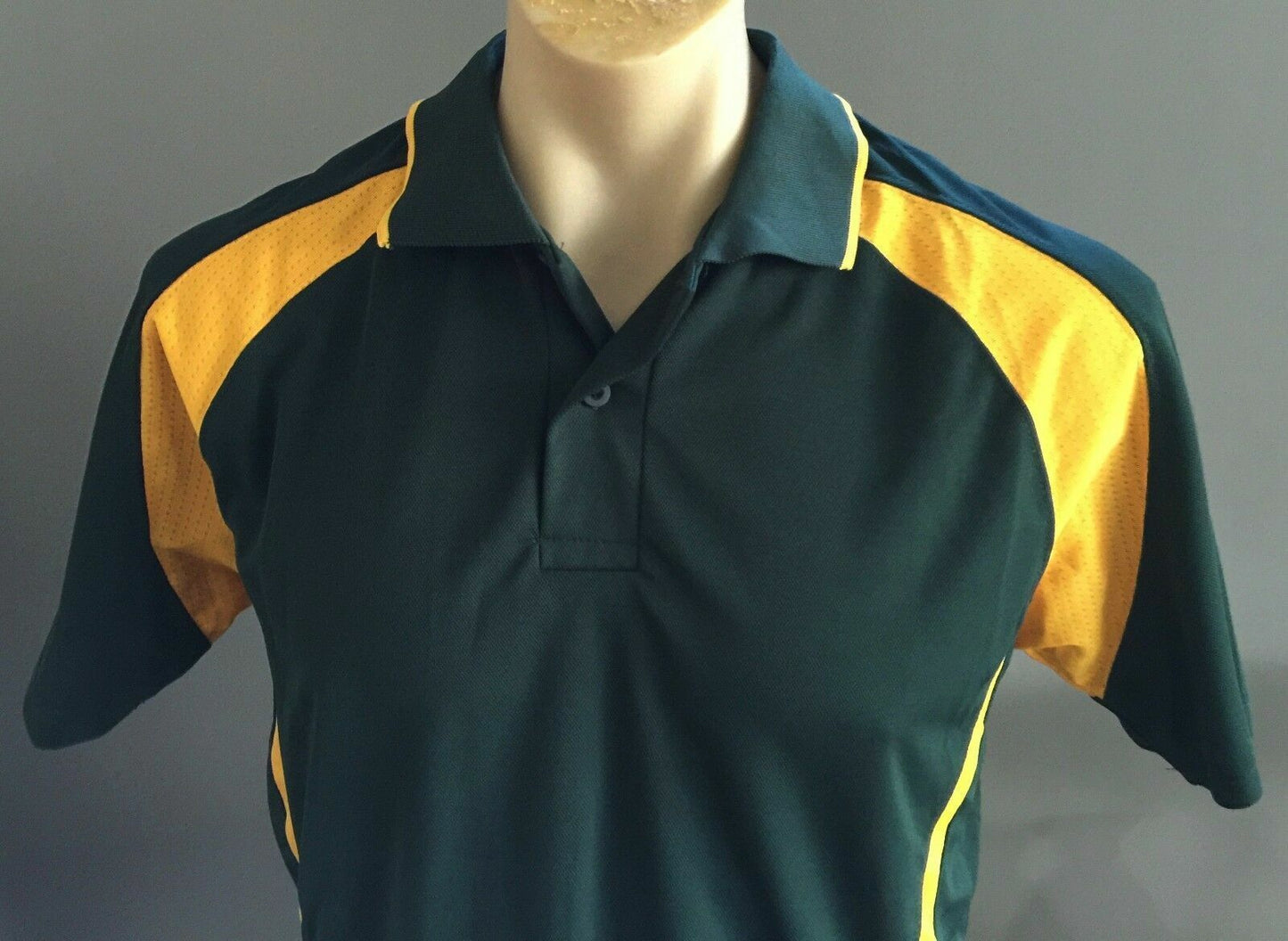 Polo Shirt AUSTRALIA Green Gold Sports Jersey Sh/Sleeve Top Cricket Mens Sz M