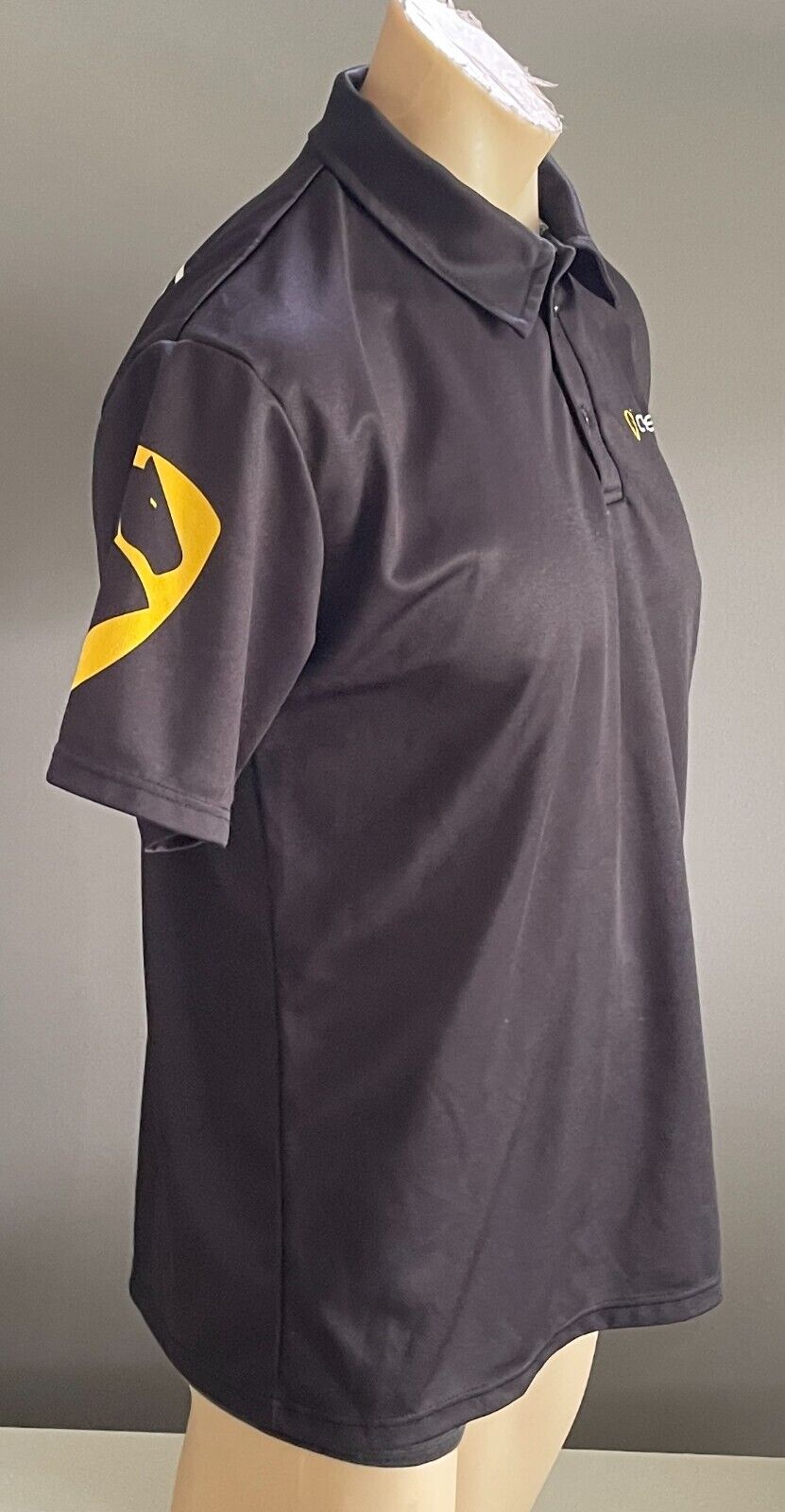 CYBERBIKES Goodfellows Polo Shirt Sports Black Yellow & White Logo Mens Size M