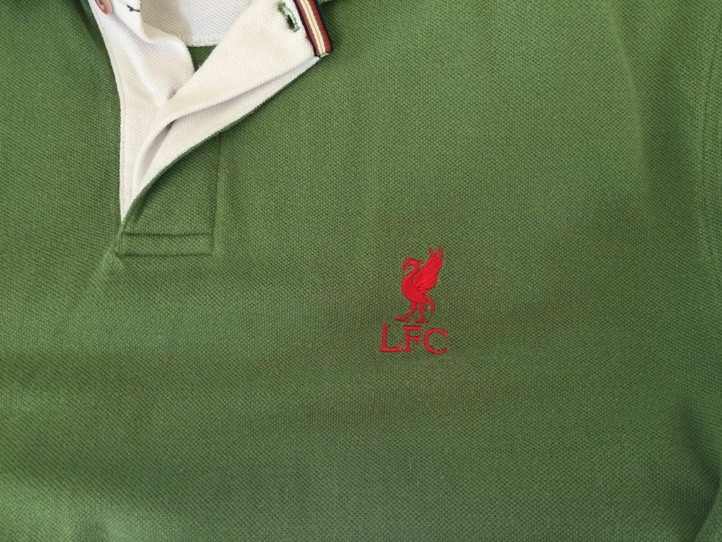 Fan Polo Shirt LIVERPOOL FC Green Football Sh/Sleeve Mens M Collar Soccer Logo
