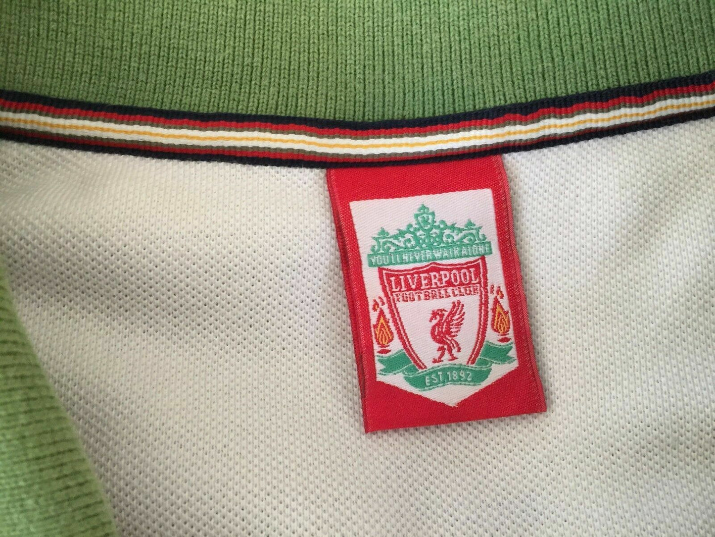 Fan Polo Shirt LIVERPOOL FC Green Football Sh/Sleeve Mens M Collar Soccer Logo