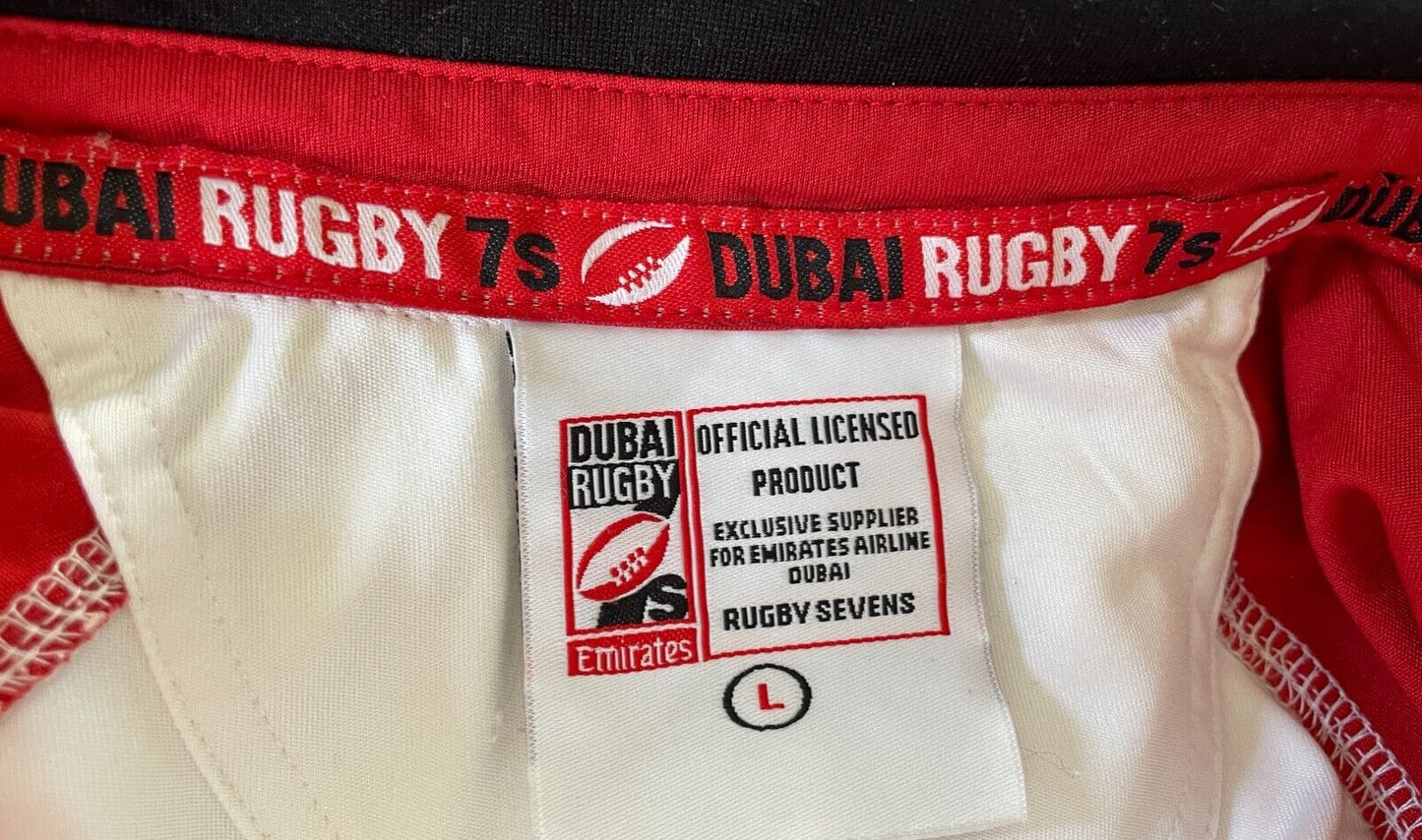 Polo Shirt DUBAI RUGBY 7's Official Merch Sh/Sleeve White Red Black Trim Size L