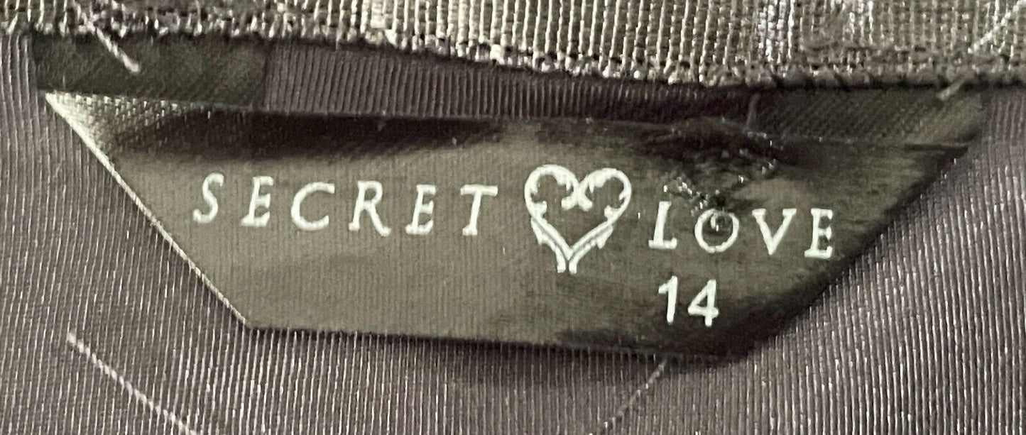 SECRET LOVE Chemise Charcoal Grey Adjustable Strap Lace Trim Full Slip Size 14