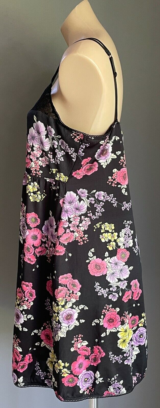 CITY CHIC Chemise Sexy Black Floral Lace Trim Double Strap Plus Size S 10 12