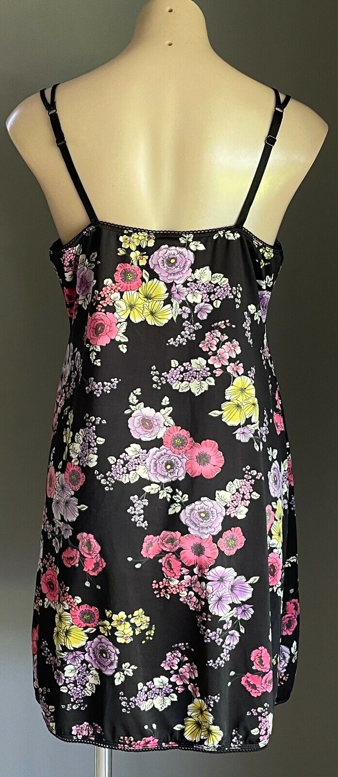 CITY CHIC Chemise Sexy Black Floral Lace Trim Double Strap Plus Size S 10 12