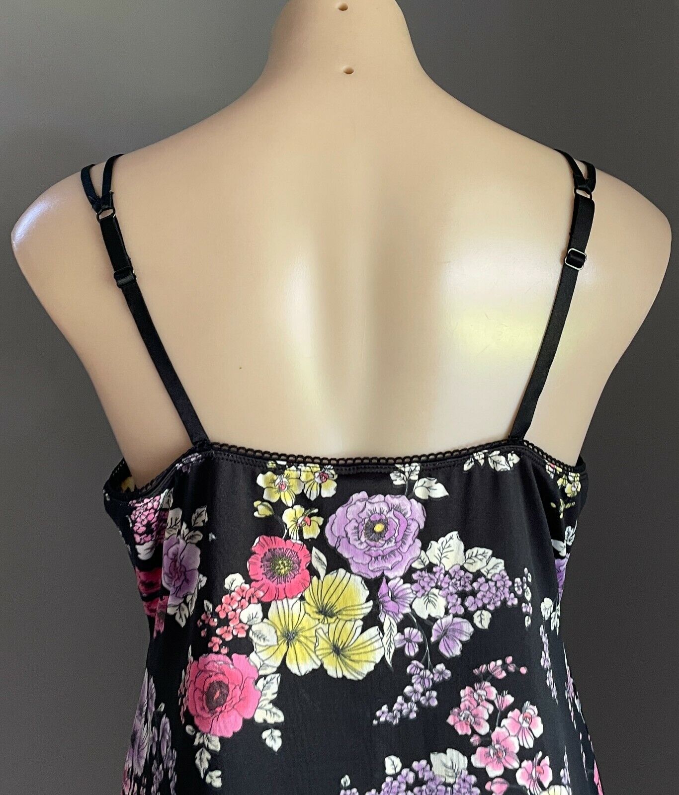 CITY CHIC Chemise Sexy Black Floral Lace Trim Double Strap Plus Size S 10 12