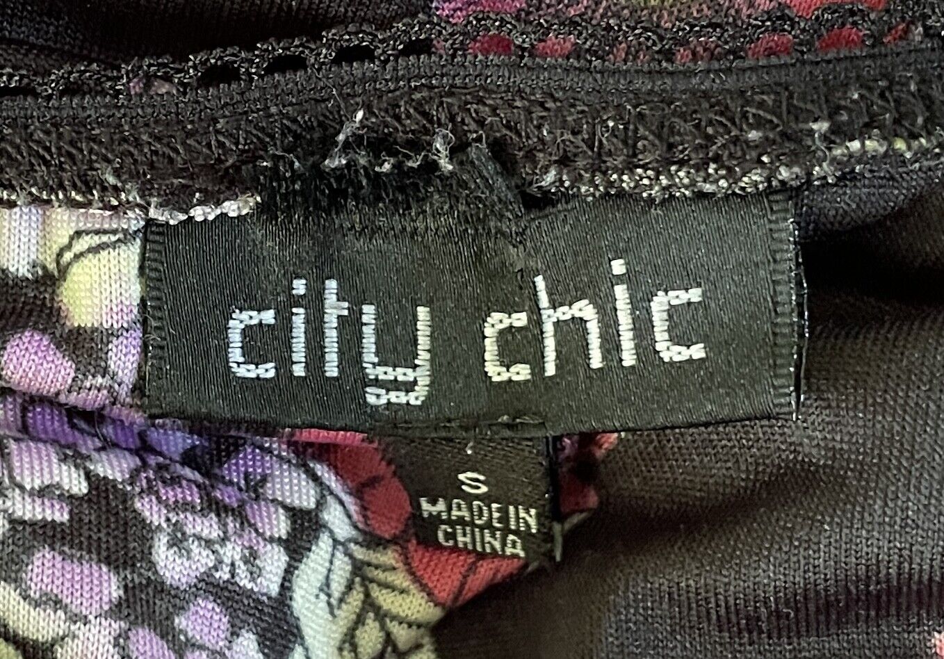 CITY CHIC Chemise Sexy Black Floral Lace Trim Double Strap Plus Size S 10 12