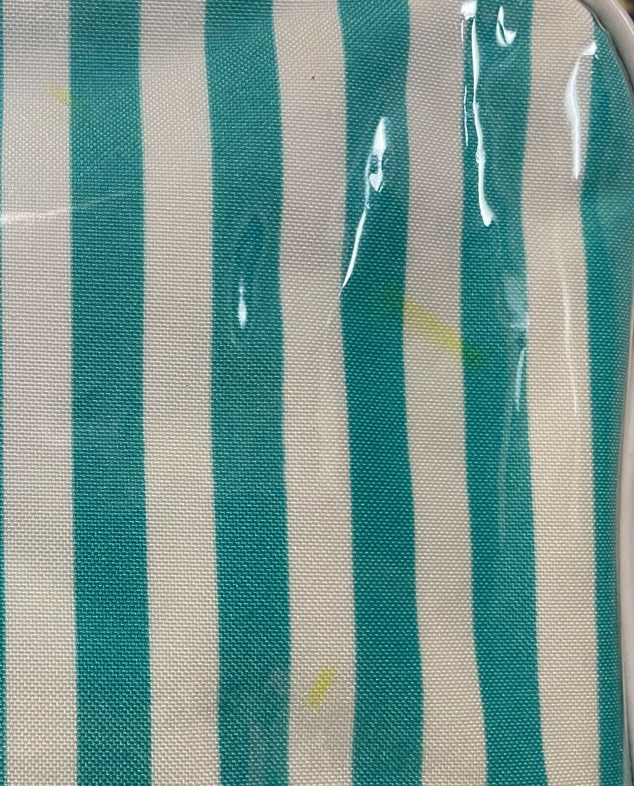 Makeup Bag MOROCCAN OIL Green & White Stripe Zip Around PVC Travel Cosmetic NEW