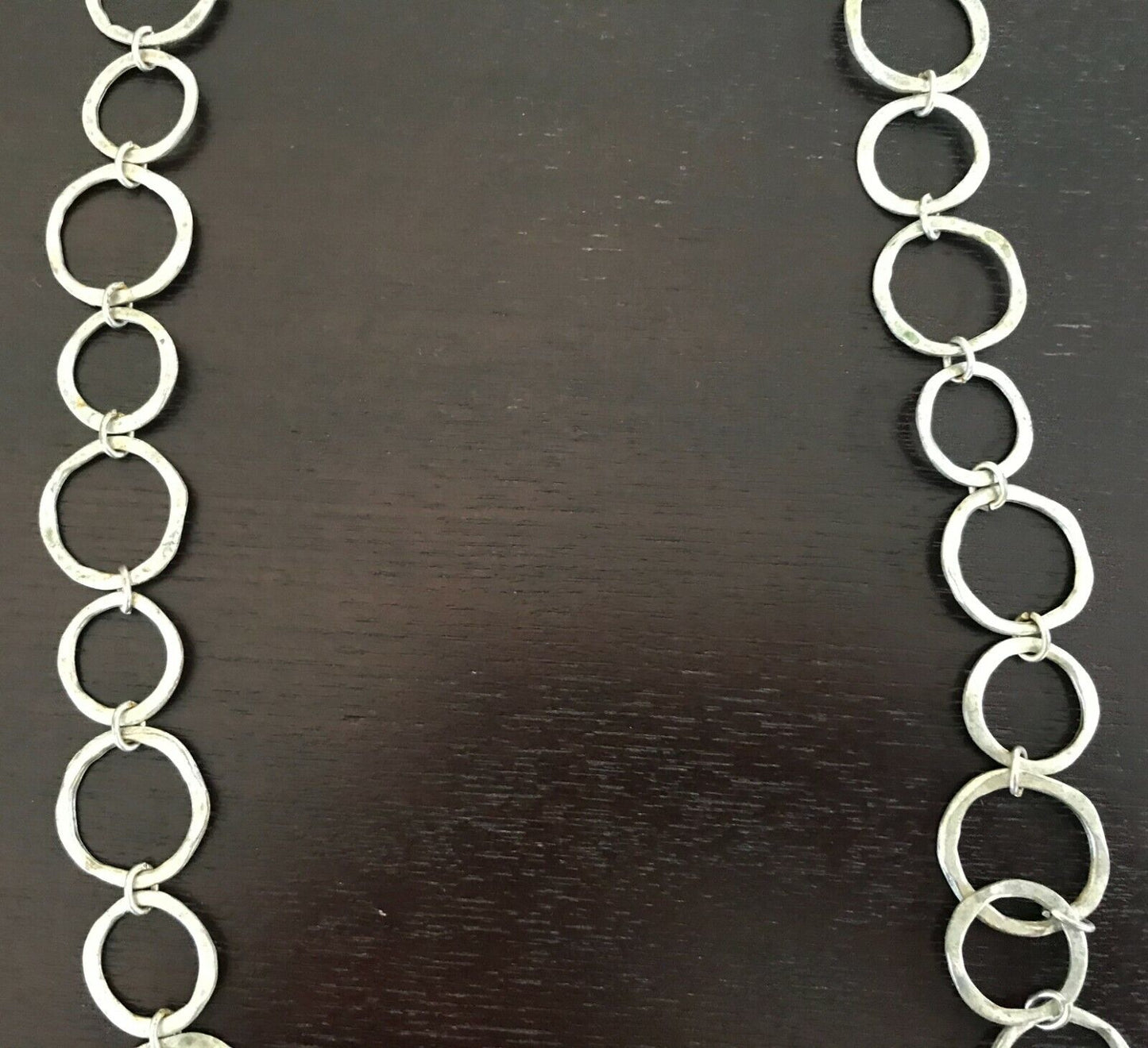 NECKLACE or BELT Unique Beaten Silver Tone Hollow Metal Circle Fashion Vintage