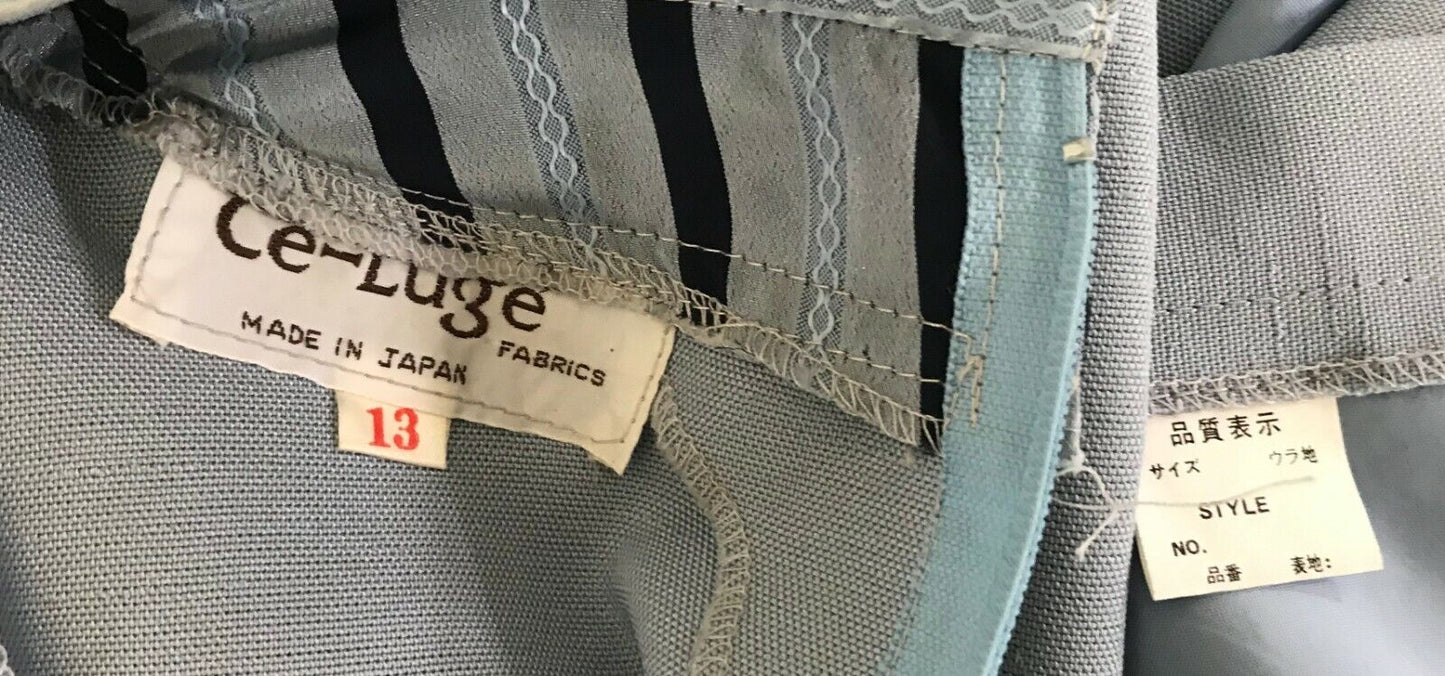 CE-LUGE Blue 2 Piece Suit Short Sleeve Top & Skirt Ladies Tag Sz 13 12 Vintage