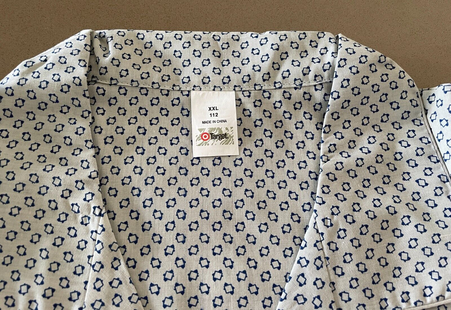 TARGET Stone & Navy Print Shirt & Shorts 2 Pce Pyjamas PJs Set Mens XXL 112 NEW