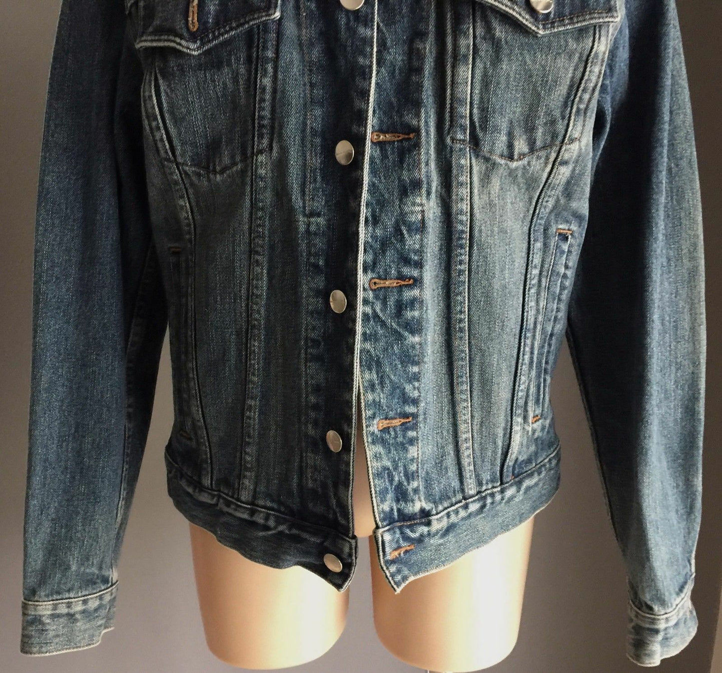 Mens Jeans Jacket ESPRIT Blue Denim Size M Retro Gem Bikers