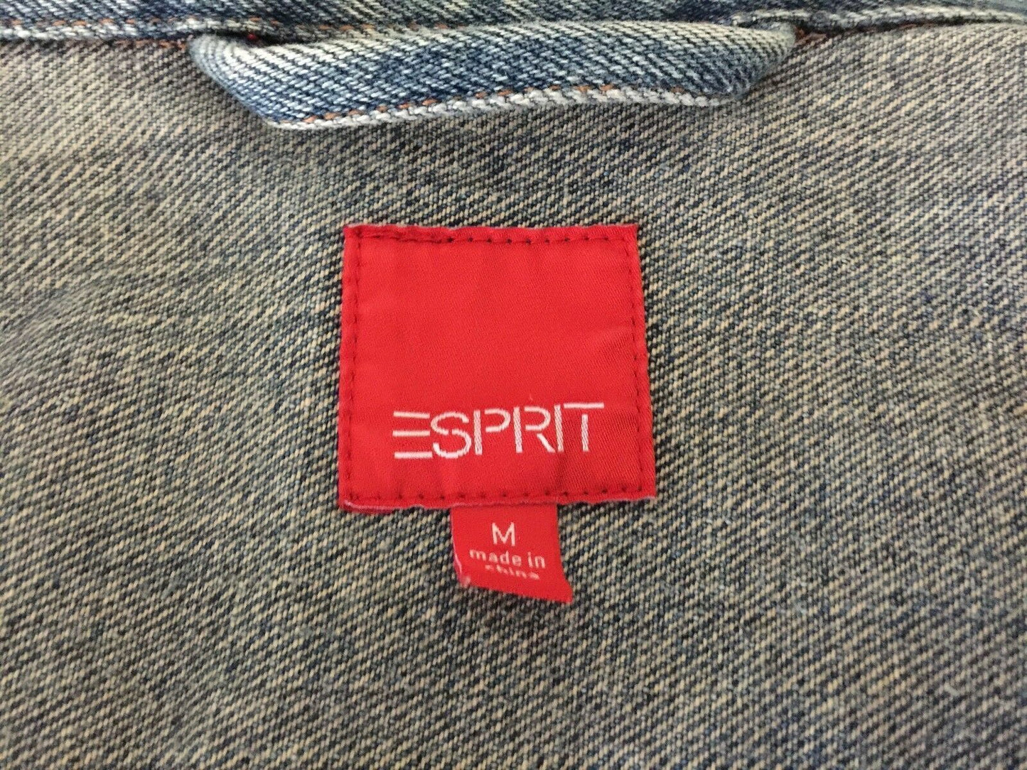 Mens Jeans Jacket ESPRIT Blue Denim Size M Retro Gem Bikers
