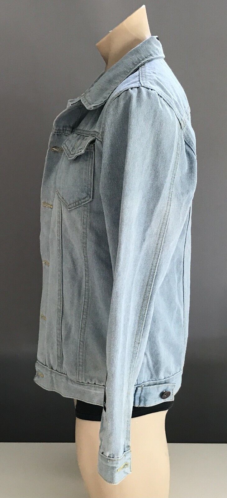 Denim Jeans Jacket G DRAGON Light Blue Print Logo's All Over Mens Size XL 102cm