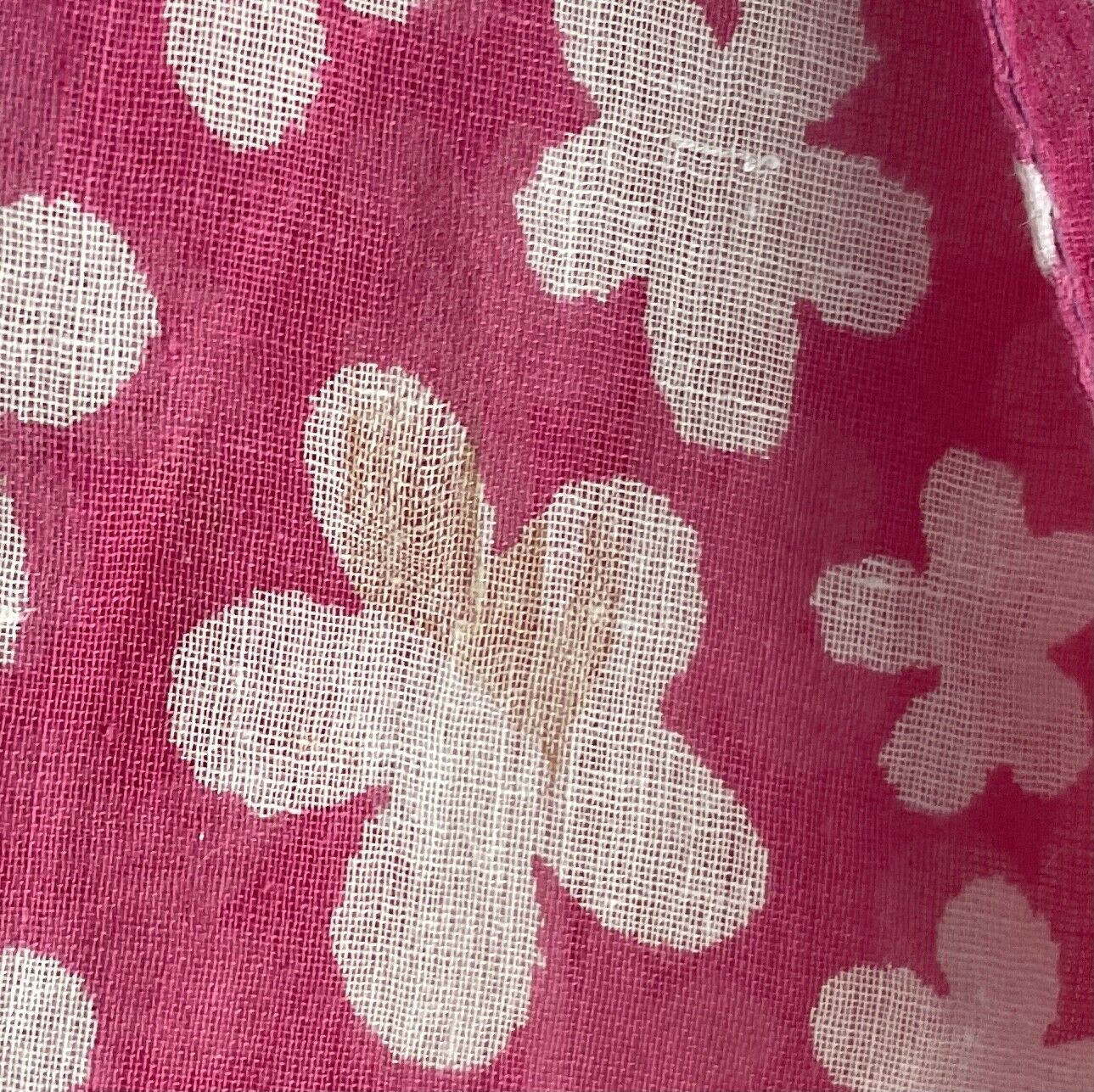 Neck Scarf Pink & White Daisy Long Floral Print Light Cotton Rectangle Wrap