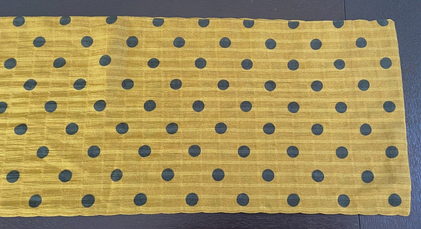 Neck Scarf BOHEMIAN TRADERS Long Mustard and Black Polka Dot Rectangle