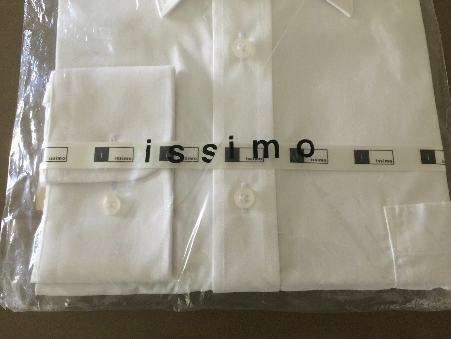 Mens ISSIMO White Long Sleeve Shirt Polyester Cotton Size 42 Business Pack NEW