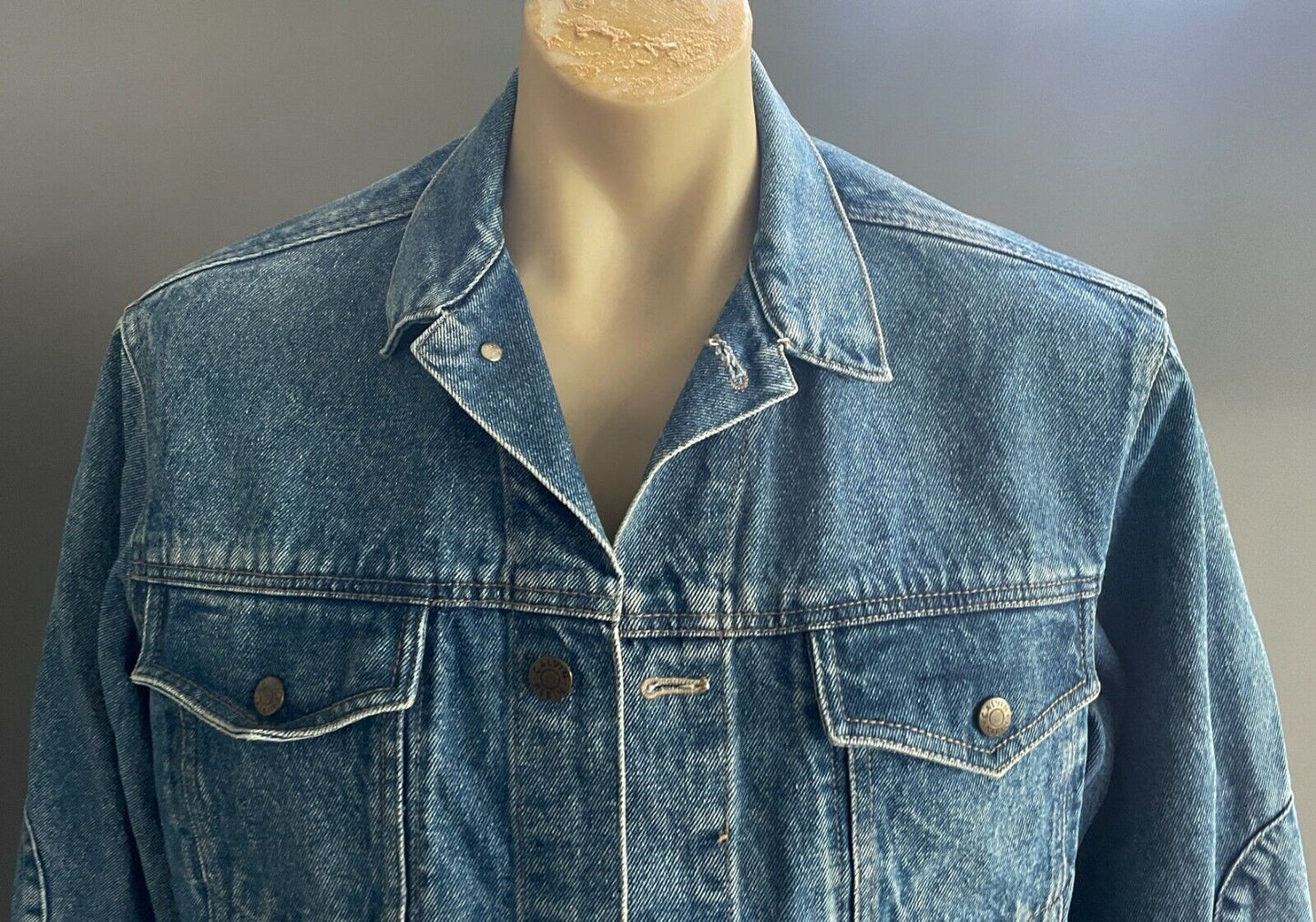 CALVIN KLEIN Mens Jeans Jacket Blue Denim Long Sleeve Size M Retro Gem Classic