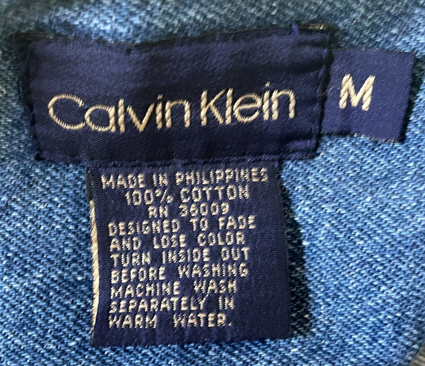CALVIN KLEIN Mens Jeans Jacket Blue Denim Long Sleeve Size M Retro Gem Classic