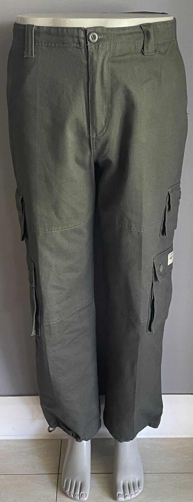 ABERCROMBIE & FITCH Cargo Pants Khaki Long Baggy Mens Size 34 84cm Waist NEW