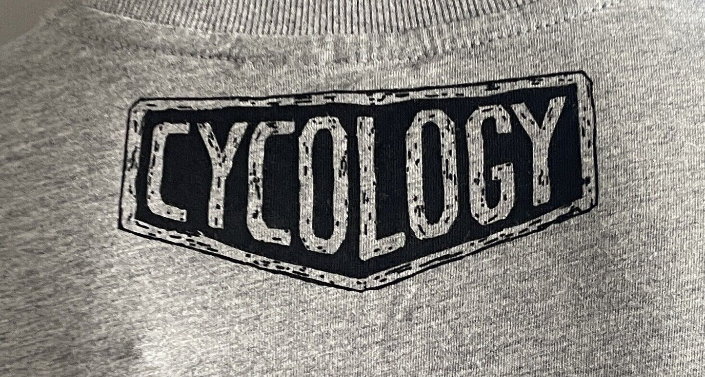 Mens CYCOLOGY "Only on a Bike" T-Shirt Grey Marl Print Sh/Sleeve Tee Size S NEW